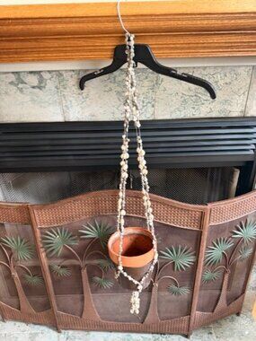 Vintage 38” Seashell Plant Hanger Holder Puka Hanging Shells